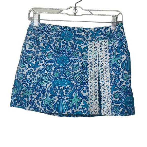 Lilly Pulitzer 00 Blue Print 100%‎ Cotton Skort - Picture 4 of 6